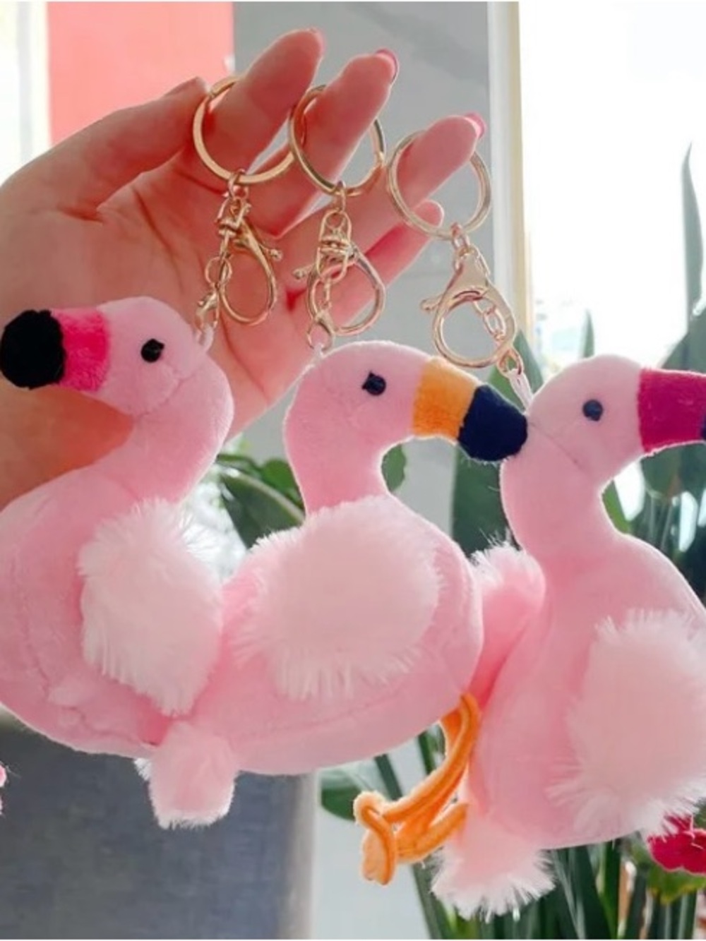 Pink Plush Flamingo Keychain ( 1 )